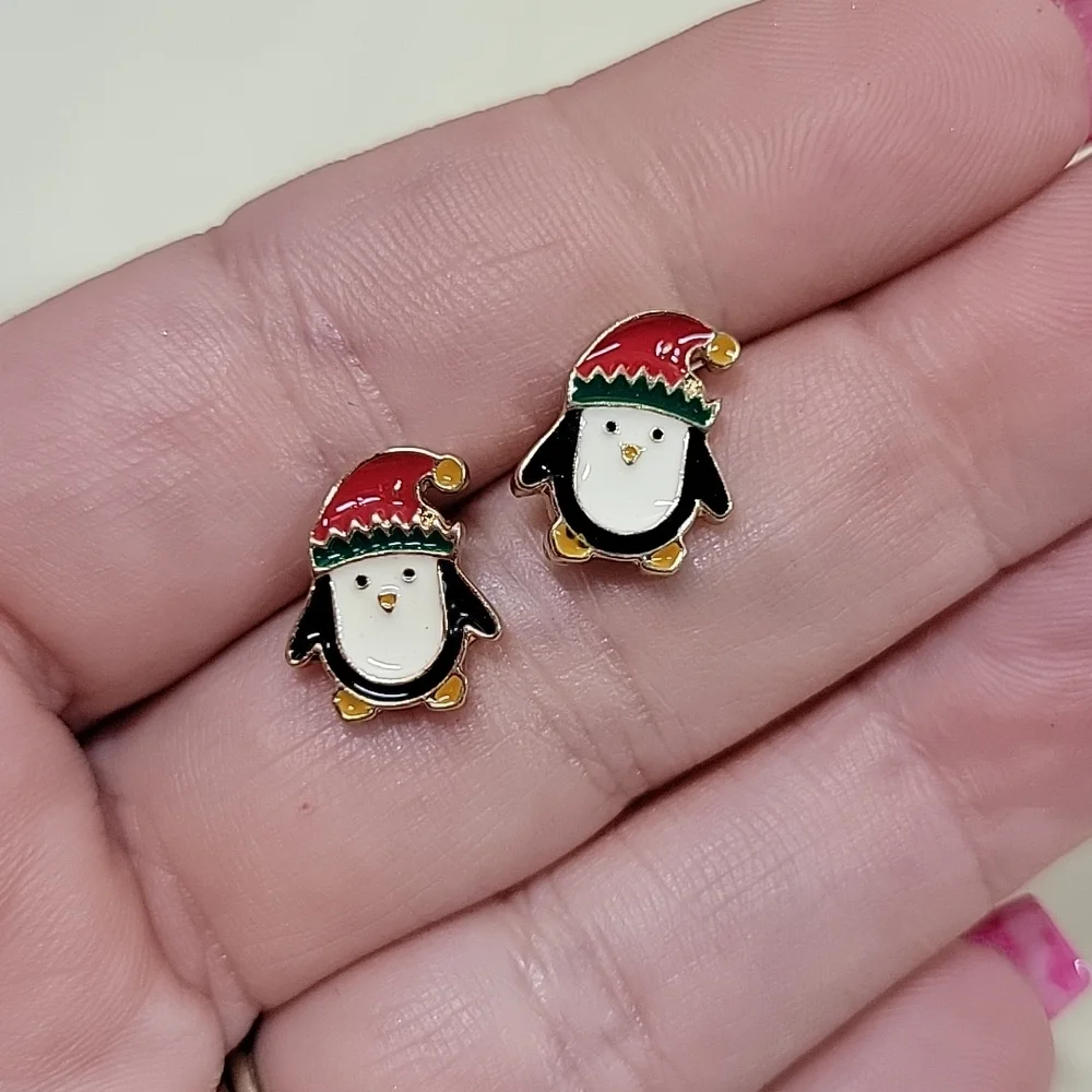 Holiday Penguin Stud Earrings - Picture 6 of 6